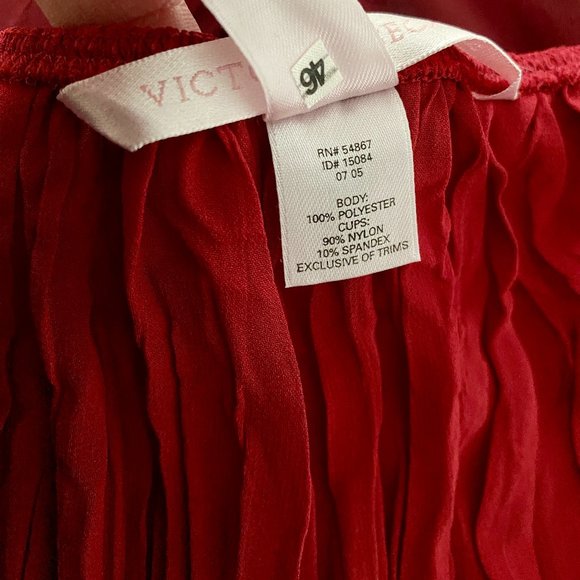 Victoria's Secret Red Pleated Babydoll Chemise with Lace Chiffon Satin - Picture 16 of 16